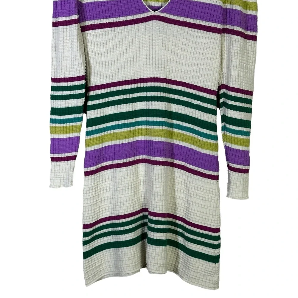 Free People Wide Eyed Striped Waffle Knit Mini Dress Multi Color Boho Size S